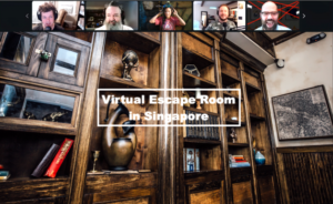 Participants enjoying a virtual escape room Singapore session hosted by Bigtop