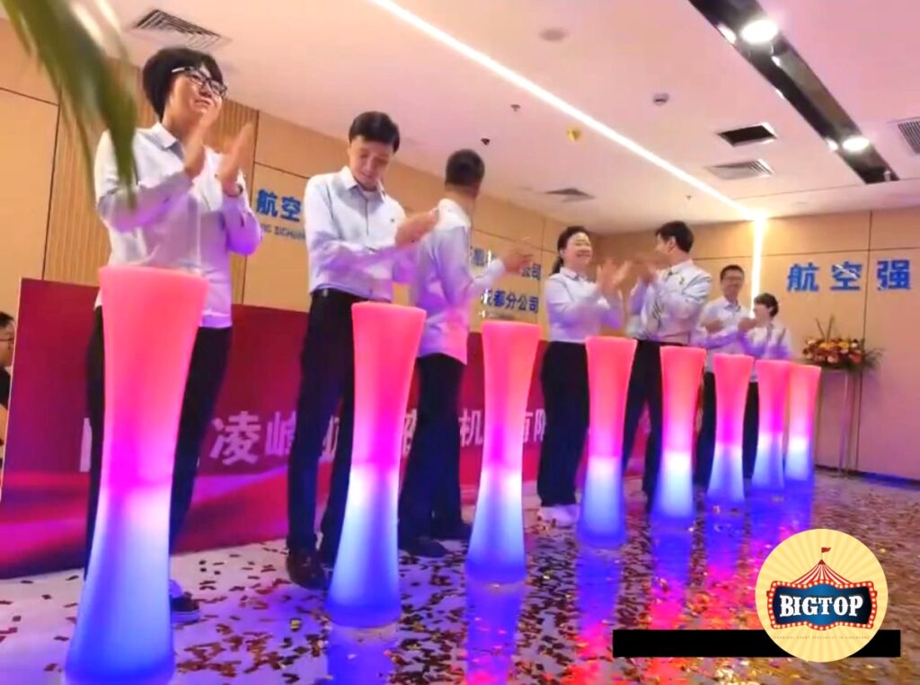 Event launch mechanism rental Singapore — button light pedestal at a corporate event