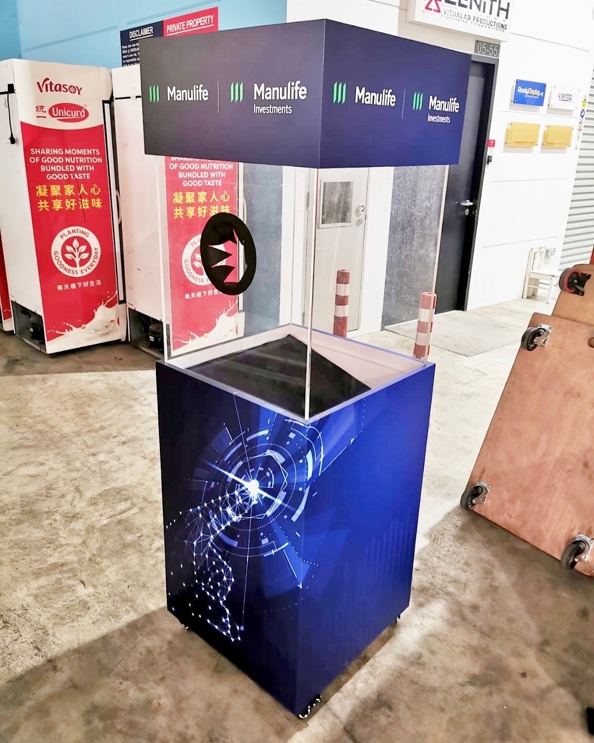 Custom branded Lucky Draw Singapore machine at a corporate event