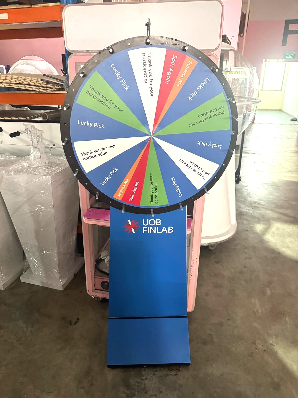 Custom branded spin wheel Lucky Draw Singapore corporate event rental