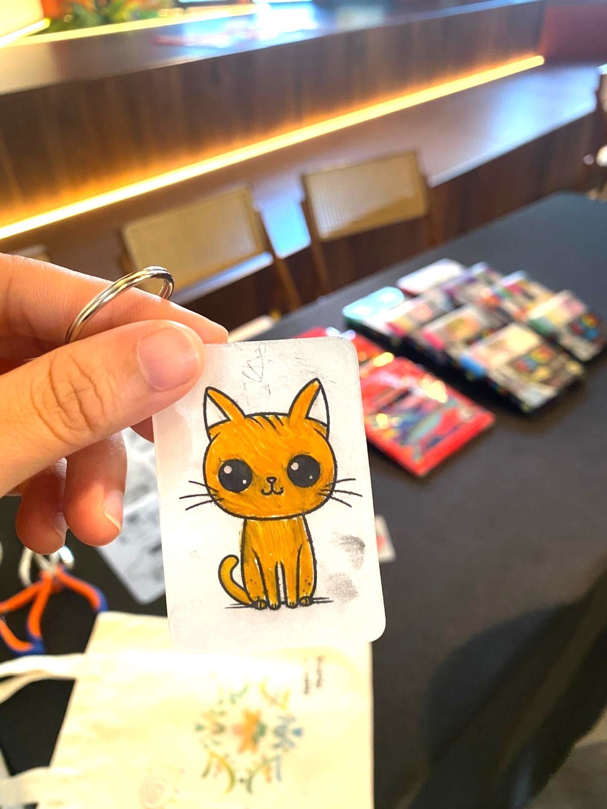 Cute cat keychain drawing Fringe Activities Singapore craft booth