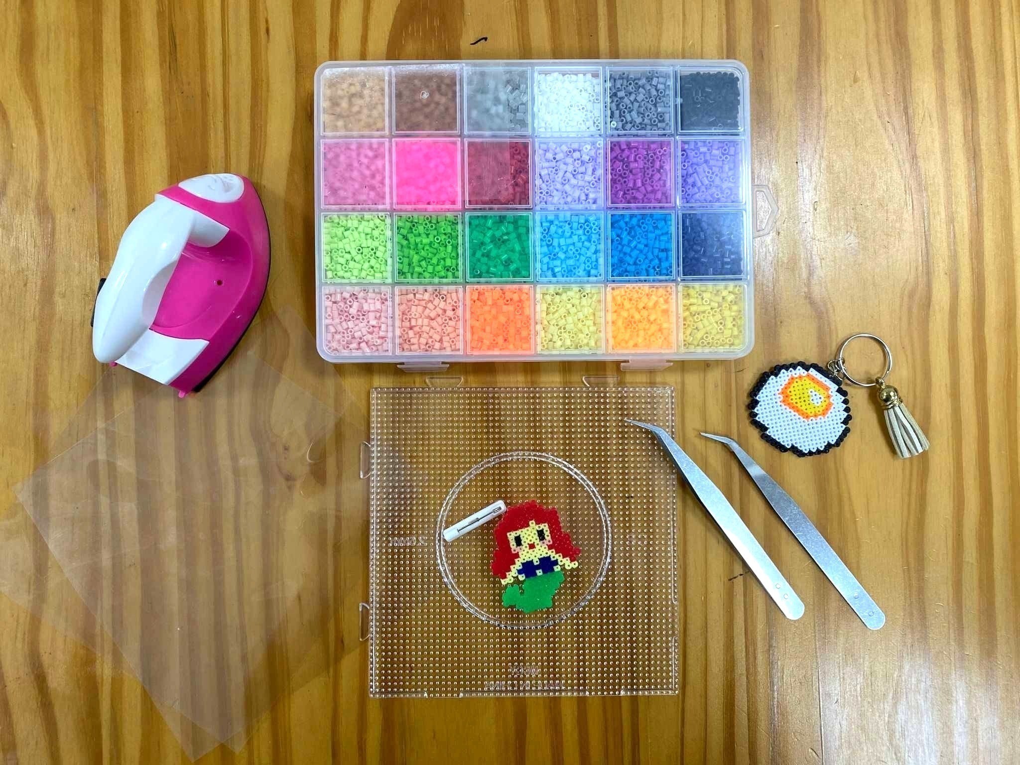 Perler bead keychain making Fringe Activities Singapore creative station
