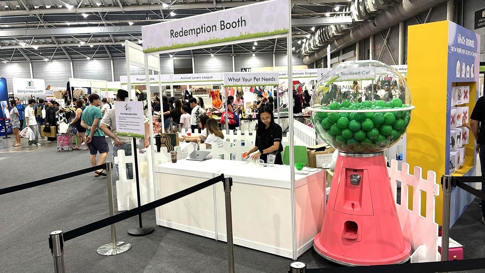 Prize redemption booth with gashapon machine for Lucky Draw Singapore expo