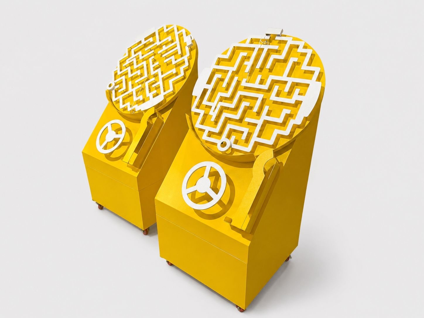 Puzzle Maze Runner — interactive carnival maze game with steering wheel