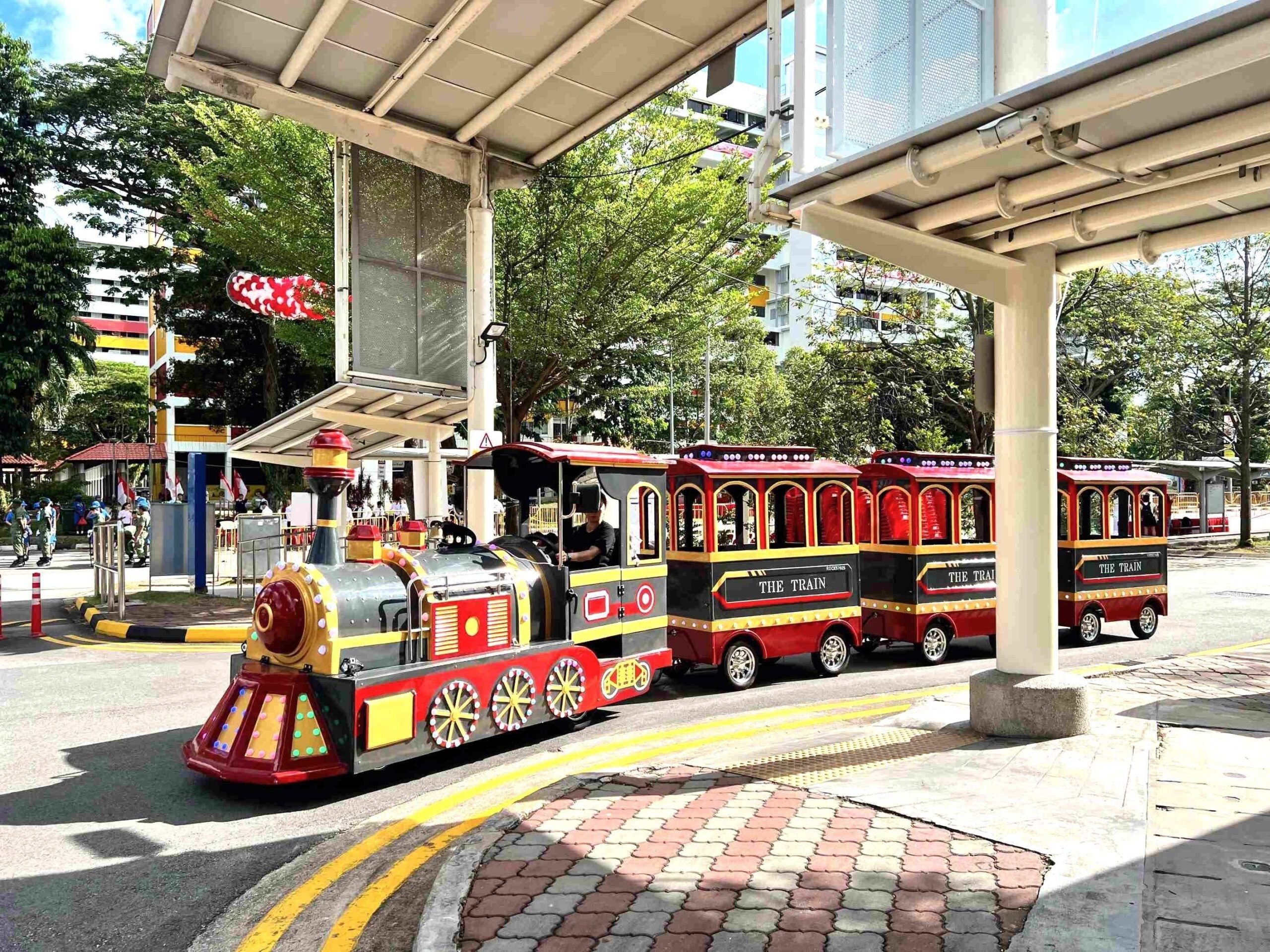 Trackless train carnival ride rental for community event in Singapore