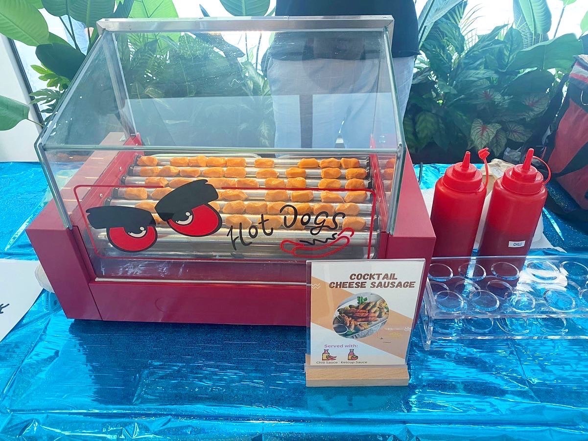 Cocktail cheese sausage hot dog roller live food station Singapore