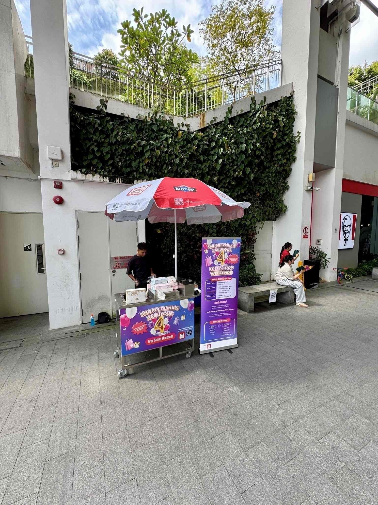 Ice cream live food station cart rental for shopping mall event in Singapore