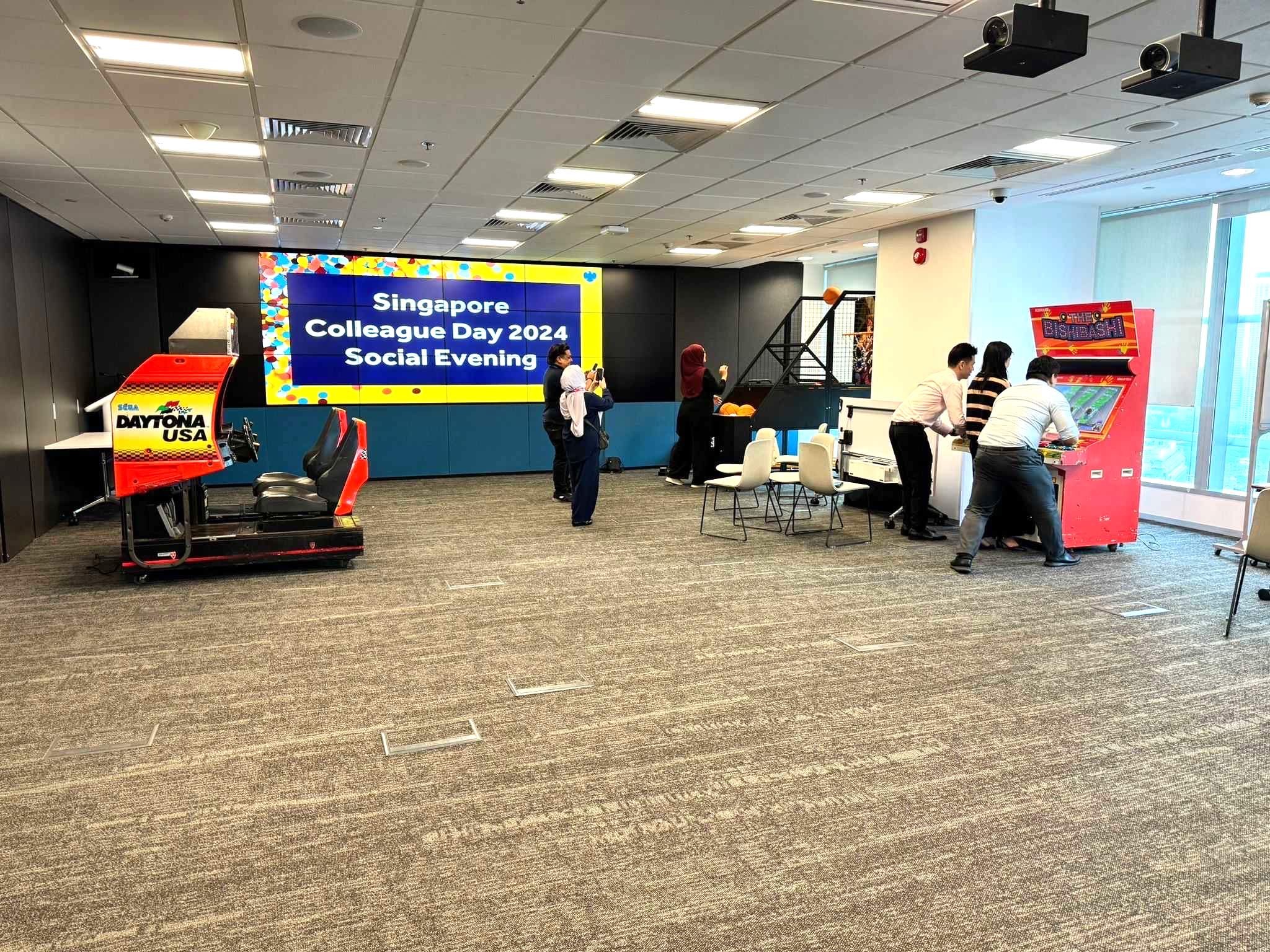 Daytona and Bishi Bashi arcade machine rental for a corporate event in Singapore