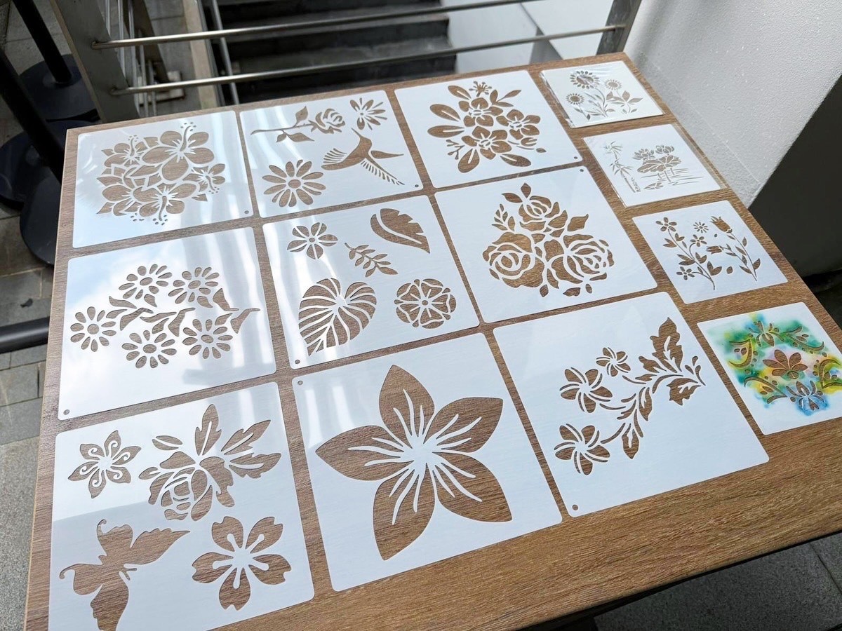 Floral stencil art fringe activity rental for events in Singapore