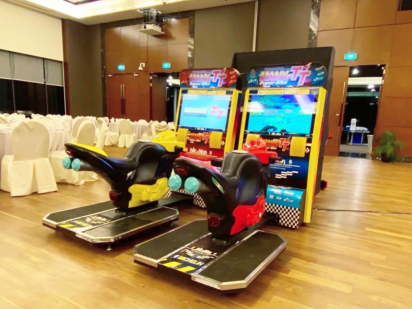 Manx TT motorcycle arcade machine rental for a corporate event in Singapore