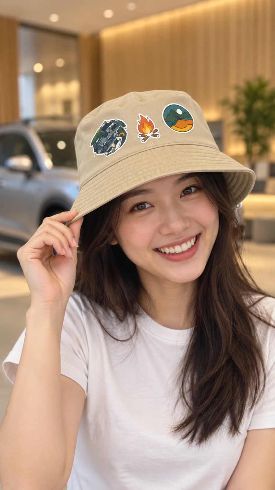 Customised Printed Hat Fringe Activity 4 Custom printed sticker on bucket hat as a fringe activity in Singapore