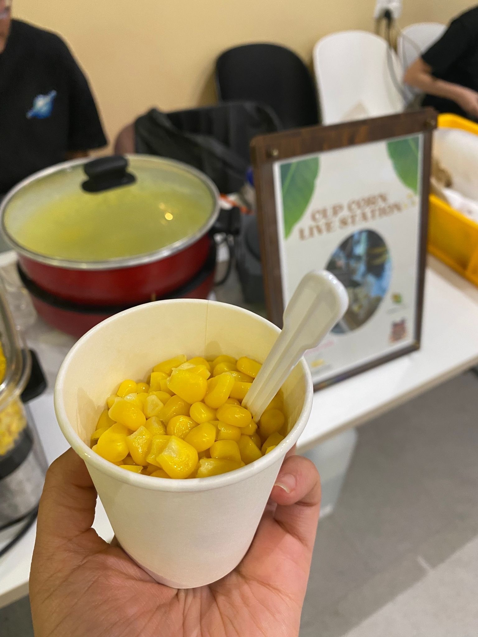 Cup corn live food station catering Singapore event