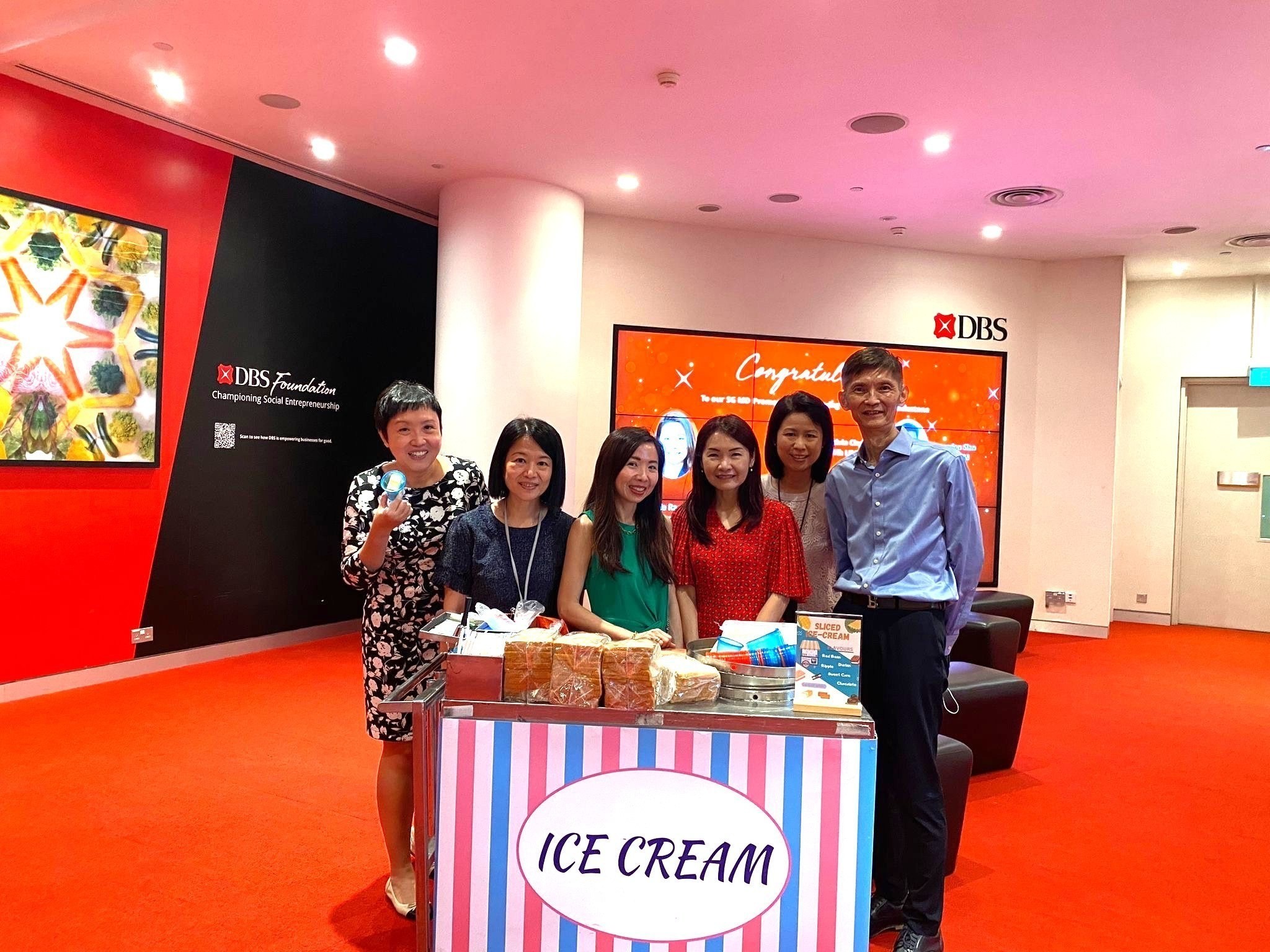 Ice cream cart live food station at corporate event in Singapore