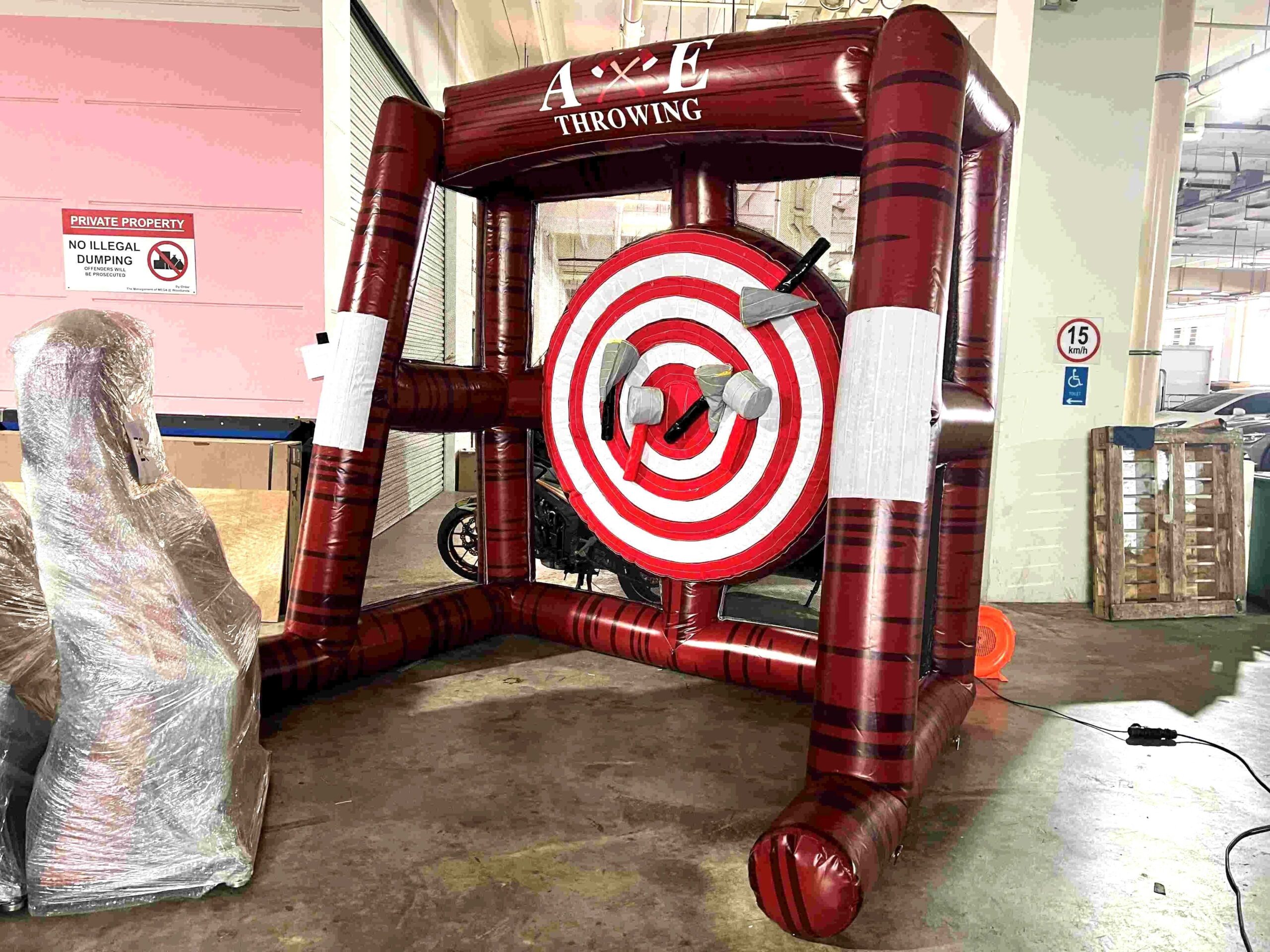 Inflatable axe throwing carnival game rental in Singapore