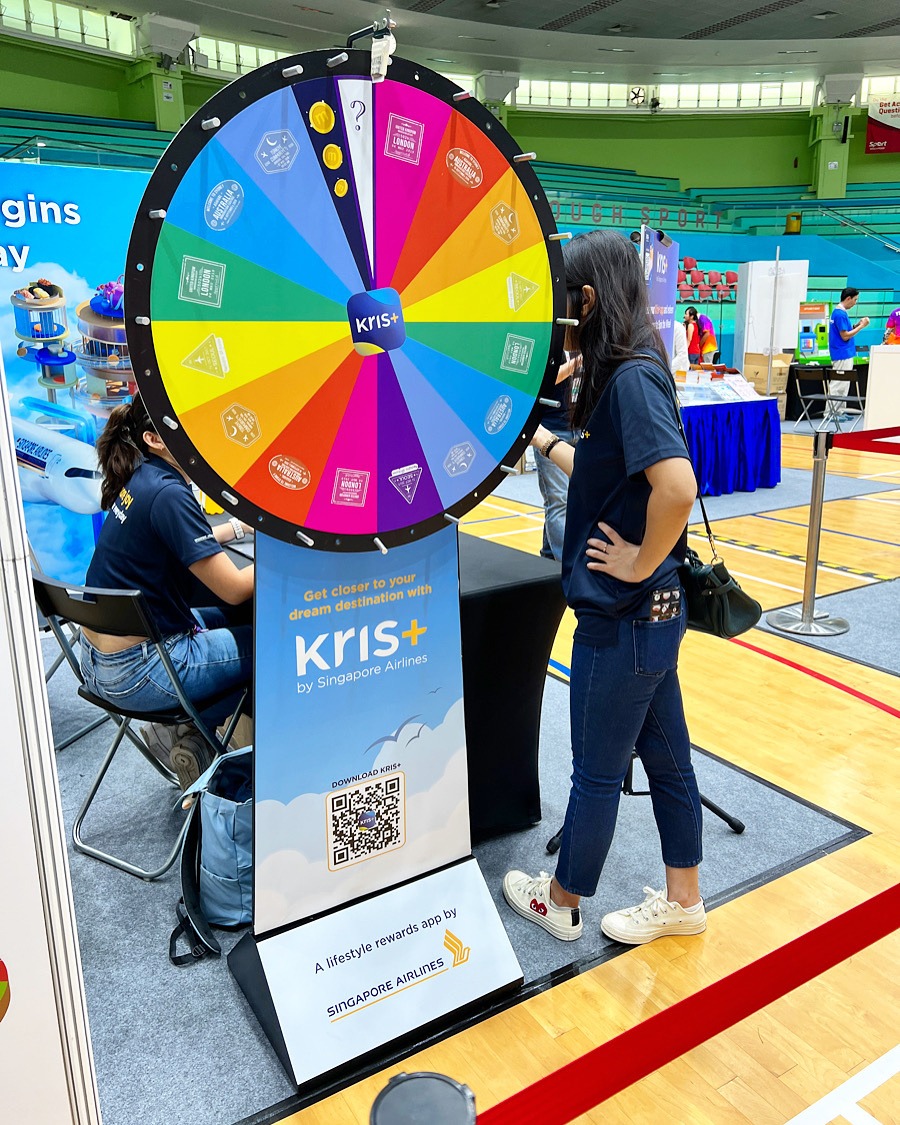 Prize Wheel Artwork: Making Every Segment Easy to Read 6 Colourful prize wheel and branded pedestal at a shopping promotion